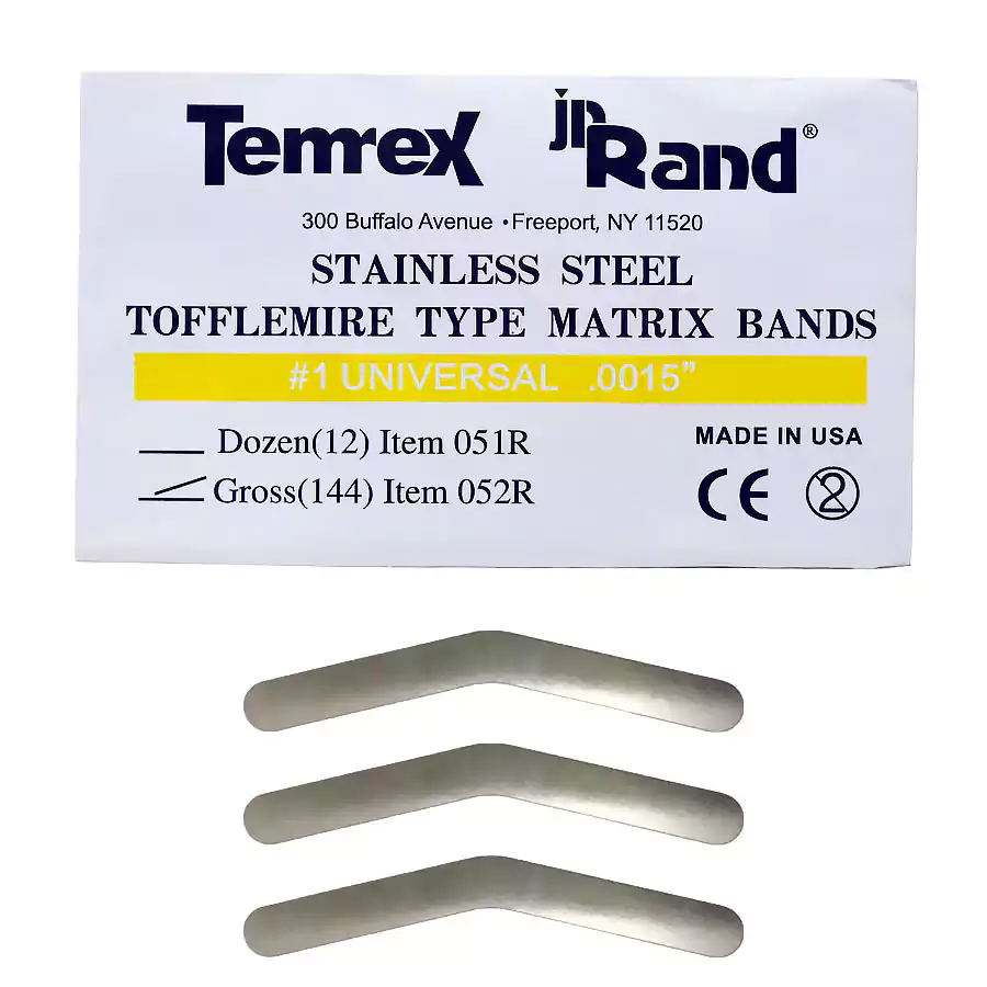نوار ماتریکس استیل دندانپزشکی Temrex مدل JR Rand بسته 144 عددی