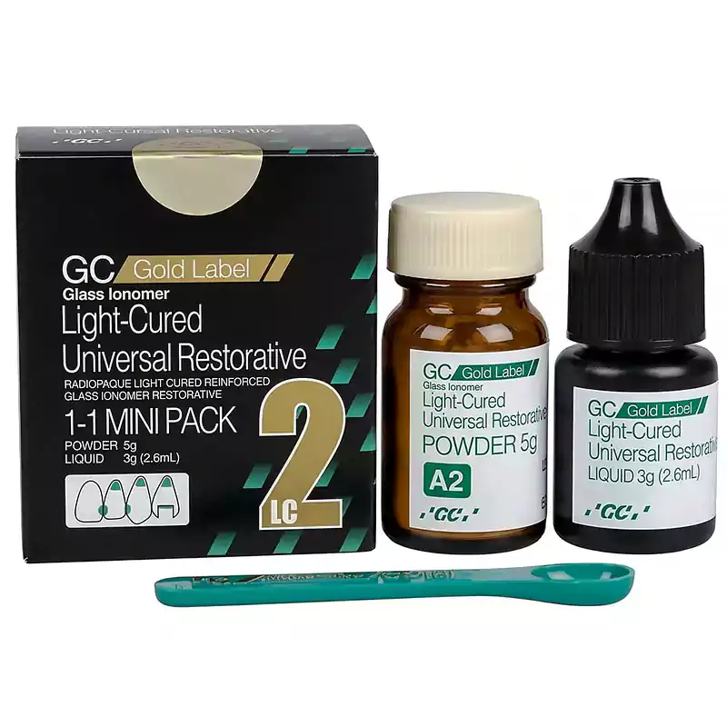 گلاس لایت کیور GC Fuji II LC Gold ساخت ژاپن مناسب ترمیم کلاس III و V دندان